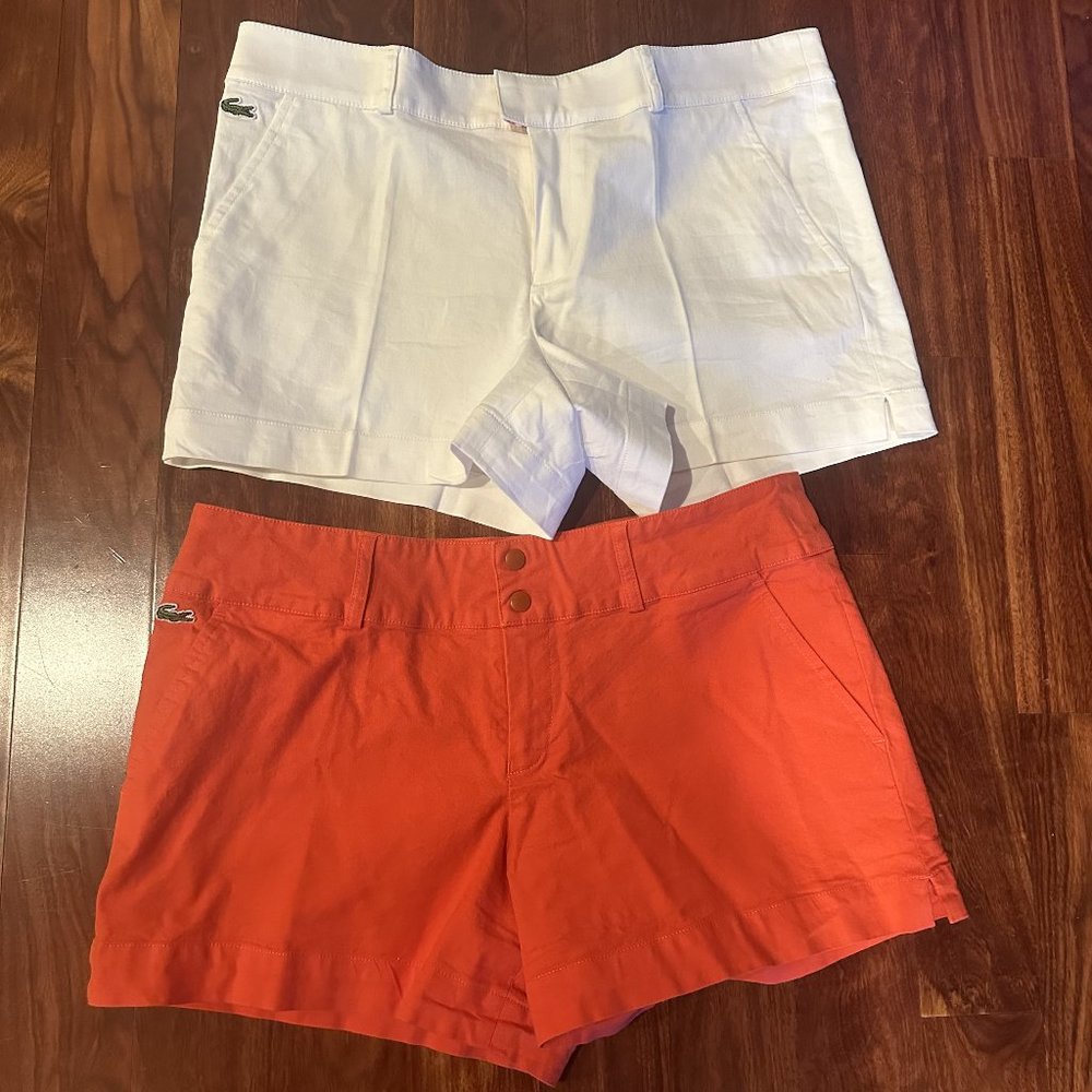Y2K Lacoste Tennis Shorts - White & Coral